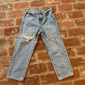 Carmar Blue Straight Leg Distressed Ripped Shredded size 25 Jeans denim